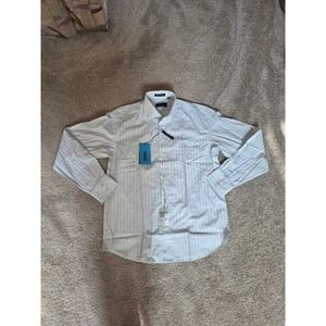 Excalibur NWT Men's Size 40 Slim Fit Striped Long Sleeve Light Blue Button Down‎